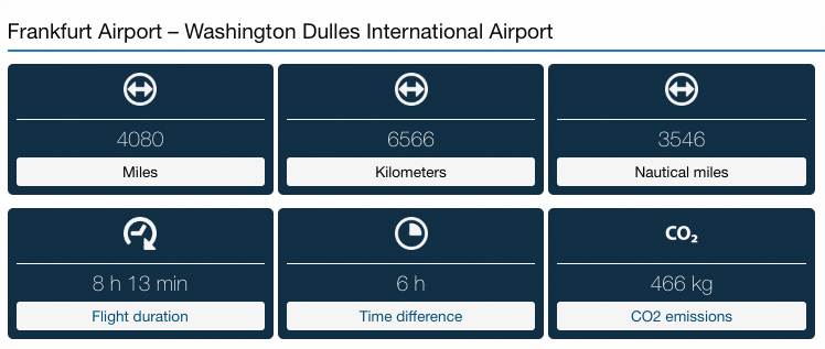 Frankfurt to Wasington, D.C.