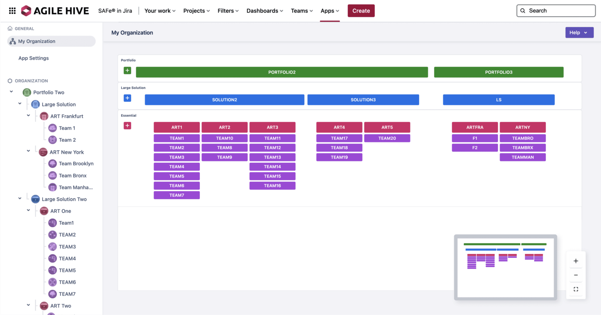 Agile Hive for Jira Cloud provides ready access to your organization's SAFe hierarchy.