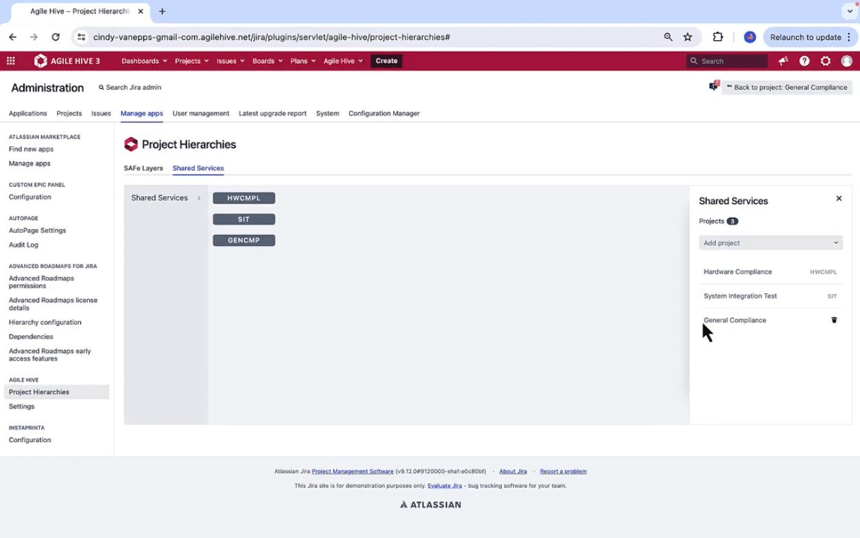 Configuring Shared Services in Agile Hive
