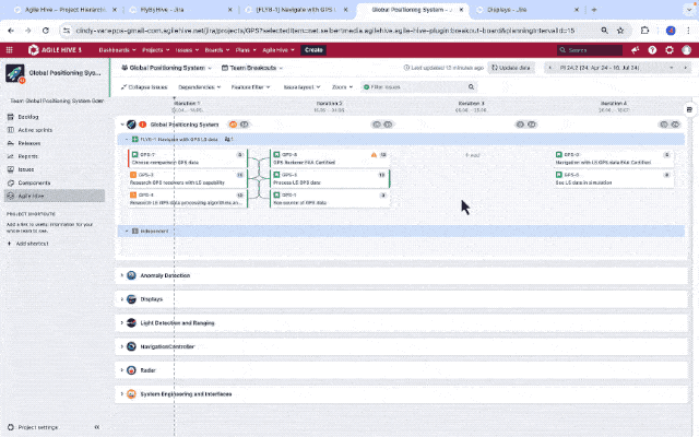 Easily see and resolve dependencies with the team breakout board.