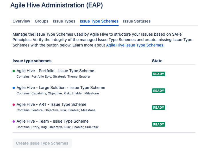 Agile Hive Issue Type Schemes